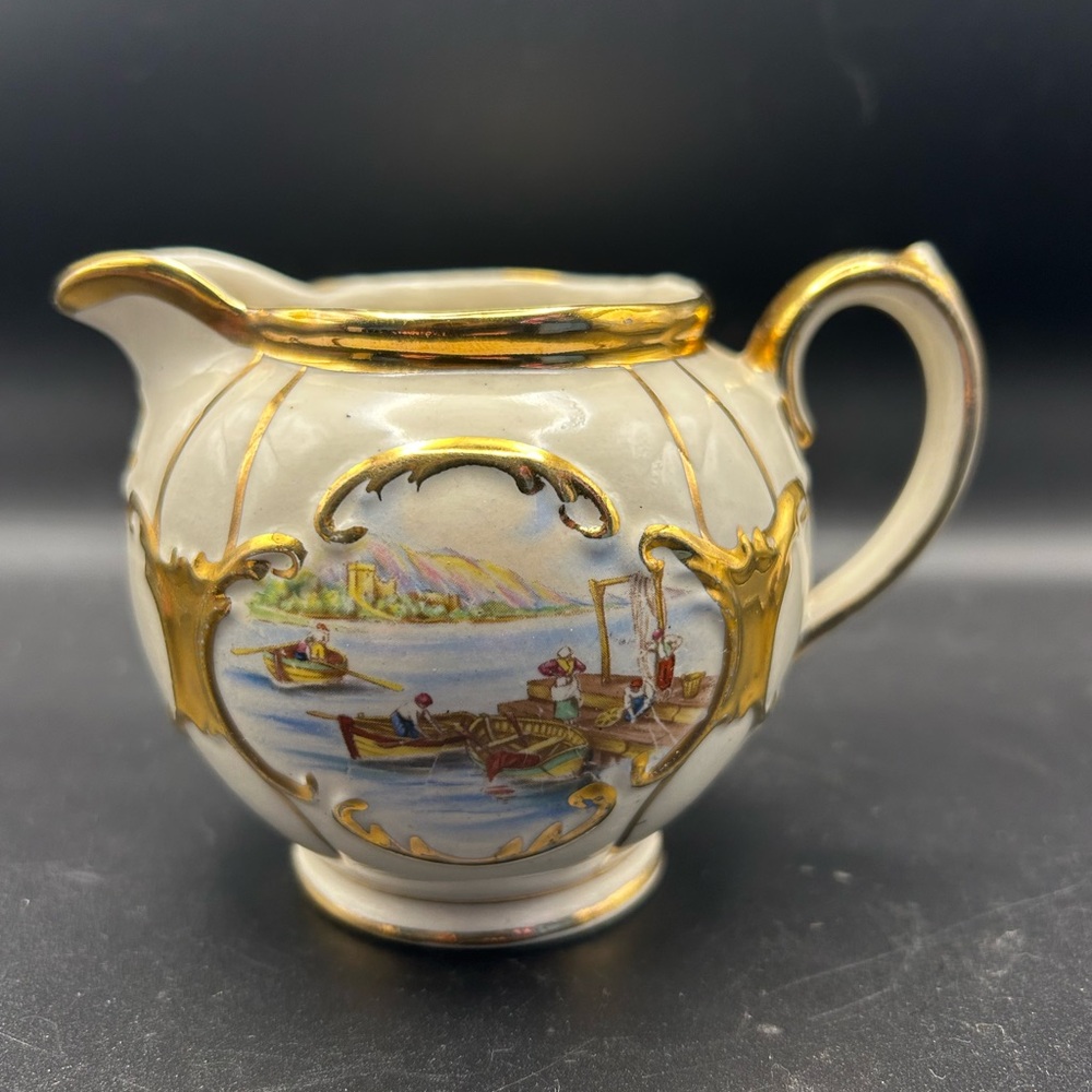 Vintage Sadler Gold and Cream China Creamer